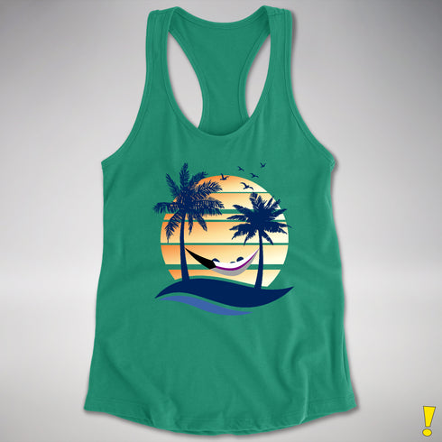 Demisexual Pride Hammock Summer Beach Sunset Racerback Tank - Kelly Green